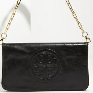 Tory Burch black leather Reva Clutch bag